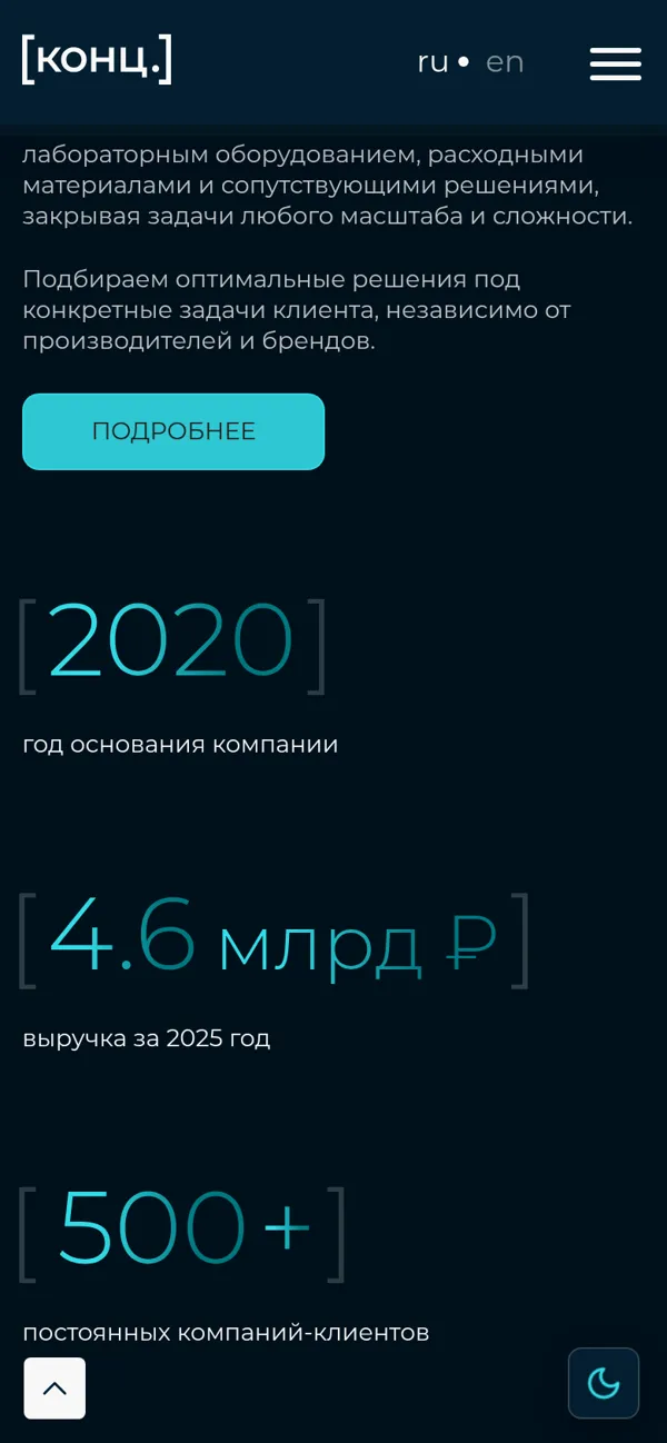 Мобильная версия: цифры компании Концентрация